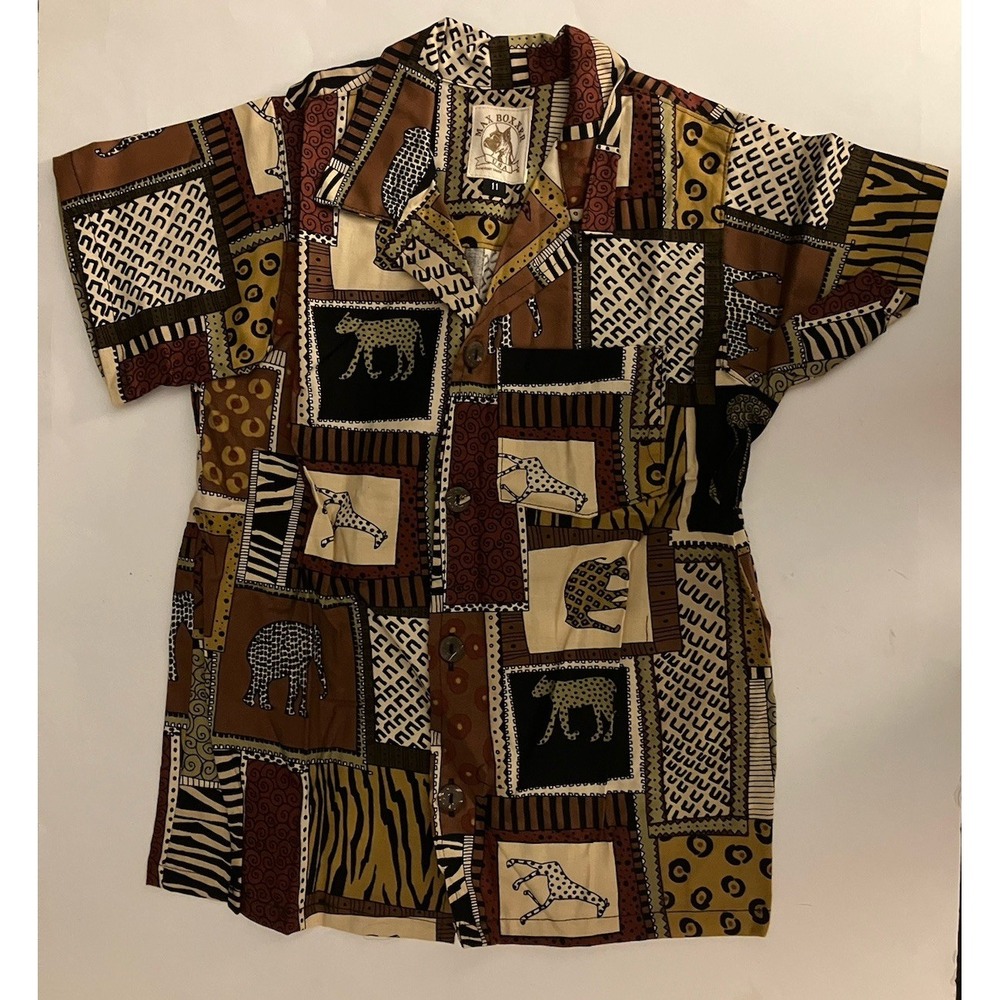 VTG Max Boxxer Yo Wear KIDS Button-up Shirt Safari Size 11 NOS 100% Cotton USA